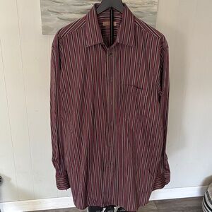 Striped Long-Sleeve Dress Shirt - Red & Black